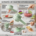 4-in-1 Handheld Electric Vegetable Cutter Set | Cordless Food Chopper & Slicer
