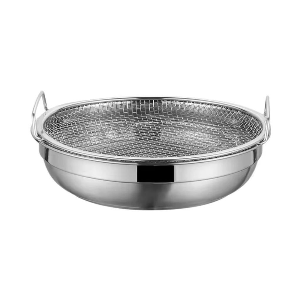 Stainless Steel Oil Filter Tray Mesh Round Air Fryer Drain Basket with Handle Rust-proof Fried Food Draining Rack Fruit. Store For Universe