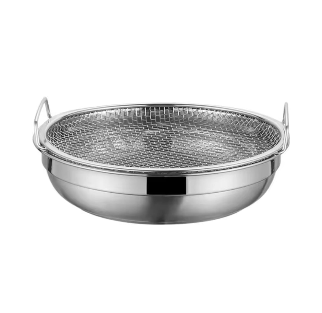 Stainless Steel Oil Filter Tray Mesh Round Air Fryer Drain Basket with Handle Rust-proof Fried Food Draining Rack Fruit. Store For Universe