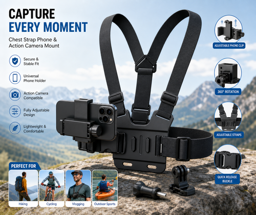 All-in-One Action Camera Accessories Kit Head Strap Chest Strap Mount Adjustable for GoPro Hero Phone Osmo SJCAM AKASO insta360 Store For Universe